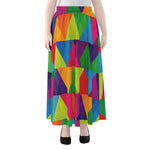 Rainbow Triangles Pattern Print Chiffon Maxi Skirt
