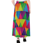 Rainbow Triangles Pattern Print Chiffon Maxi Skirt