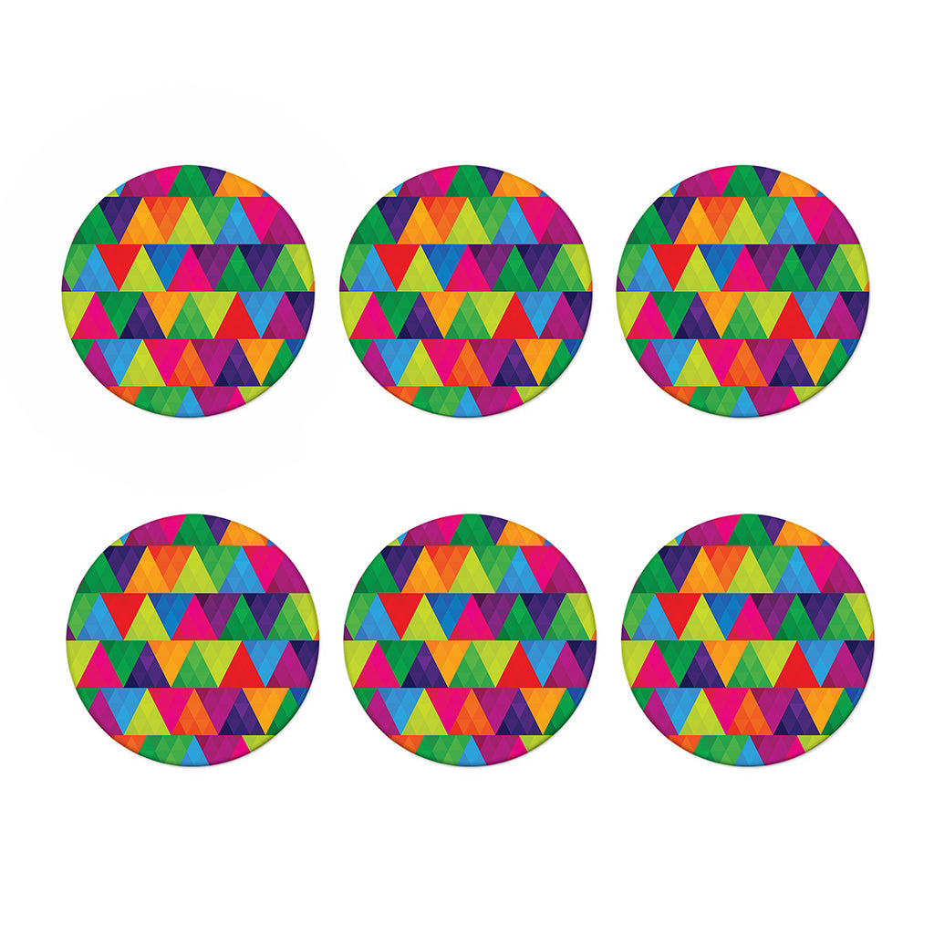 Rainbow Triangles Pattern Print Coaster Set