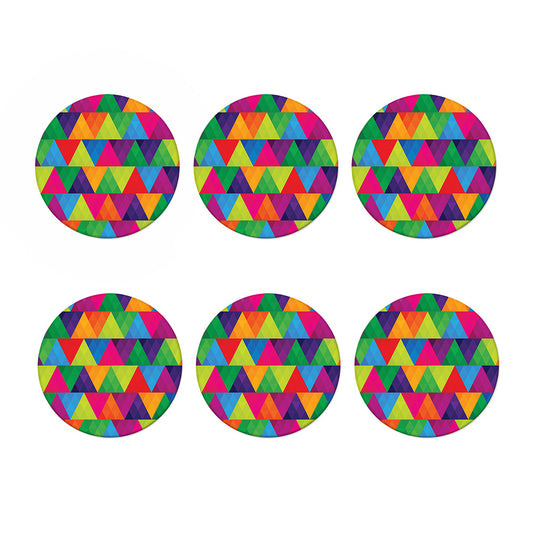 Rainbow Triangles Pattern Print Coaster Set