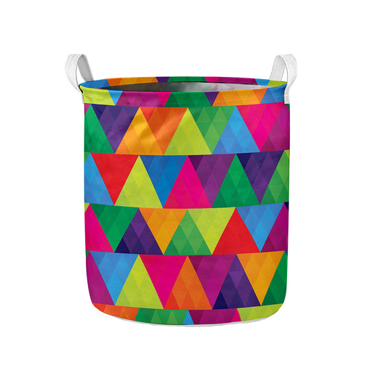 Rainbow Triangles Pattern Print Collapsible Laundry Basket