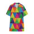 Rainbow Triangles Pattern Print Cotton Hawaiian Shirt