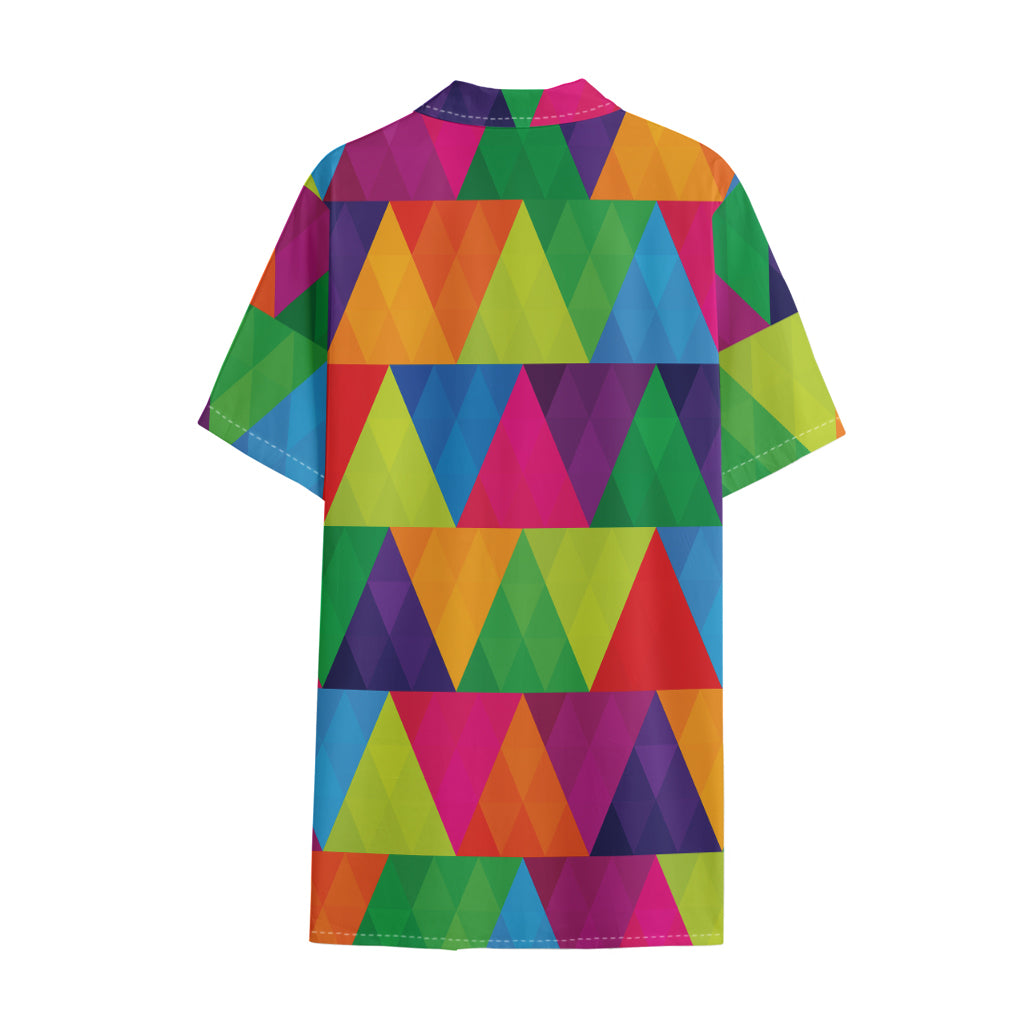 Rainbow Triangles Pattern Print Cotton Hawaiian Shirt