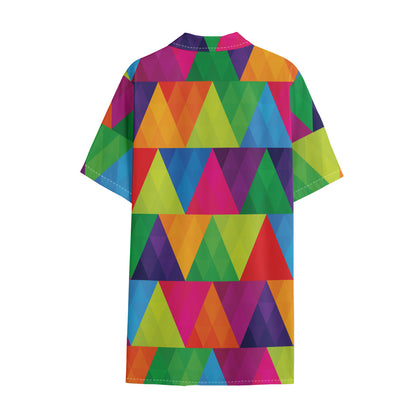 Rainbow Triangles Pattern Print Cotton Hawaiian Shirt