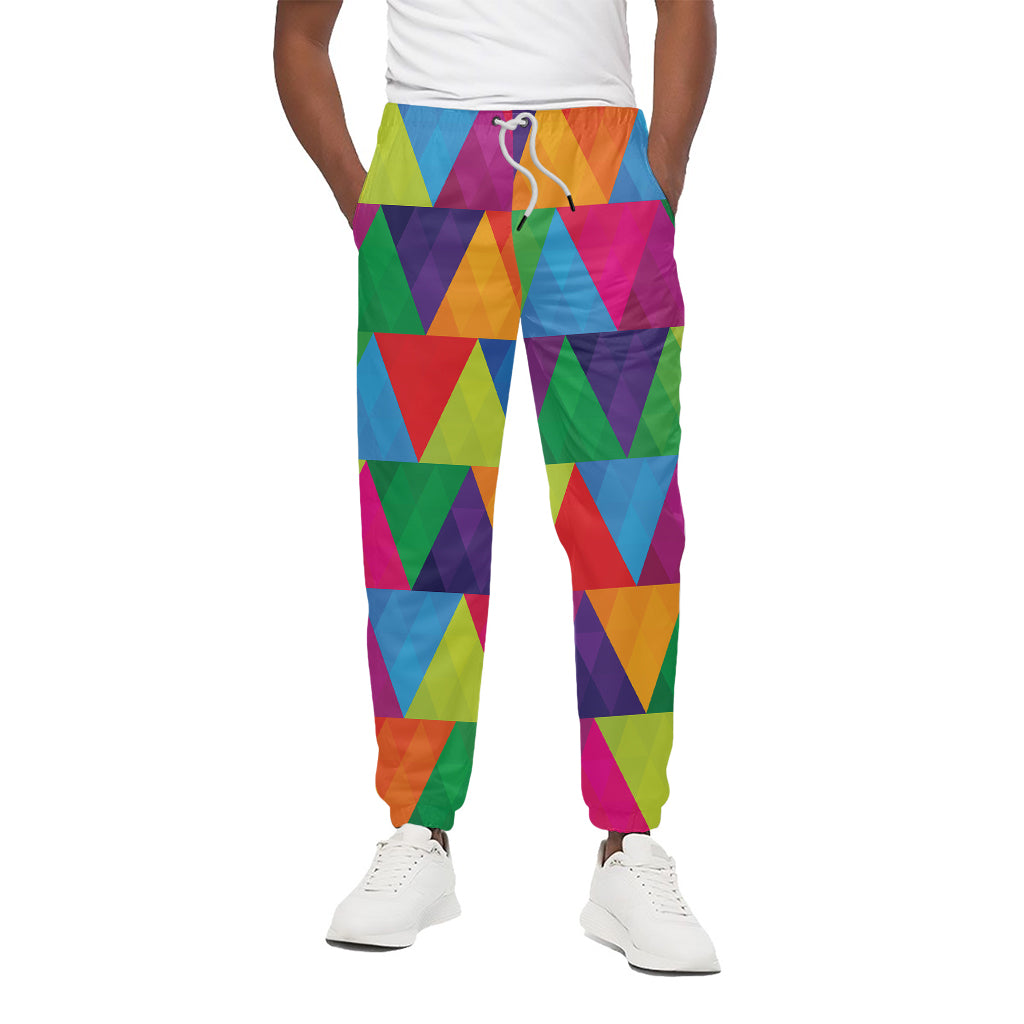 Rainbow Triangles Pattern Print Cotton Pants