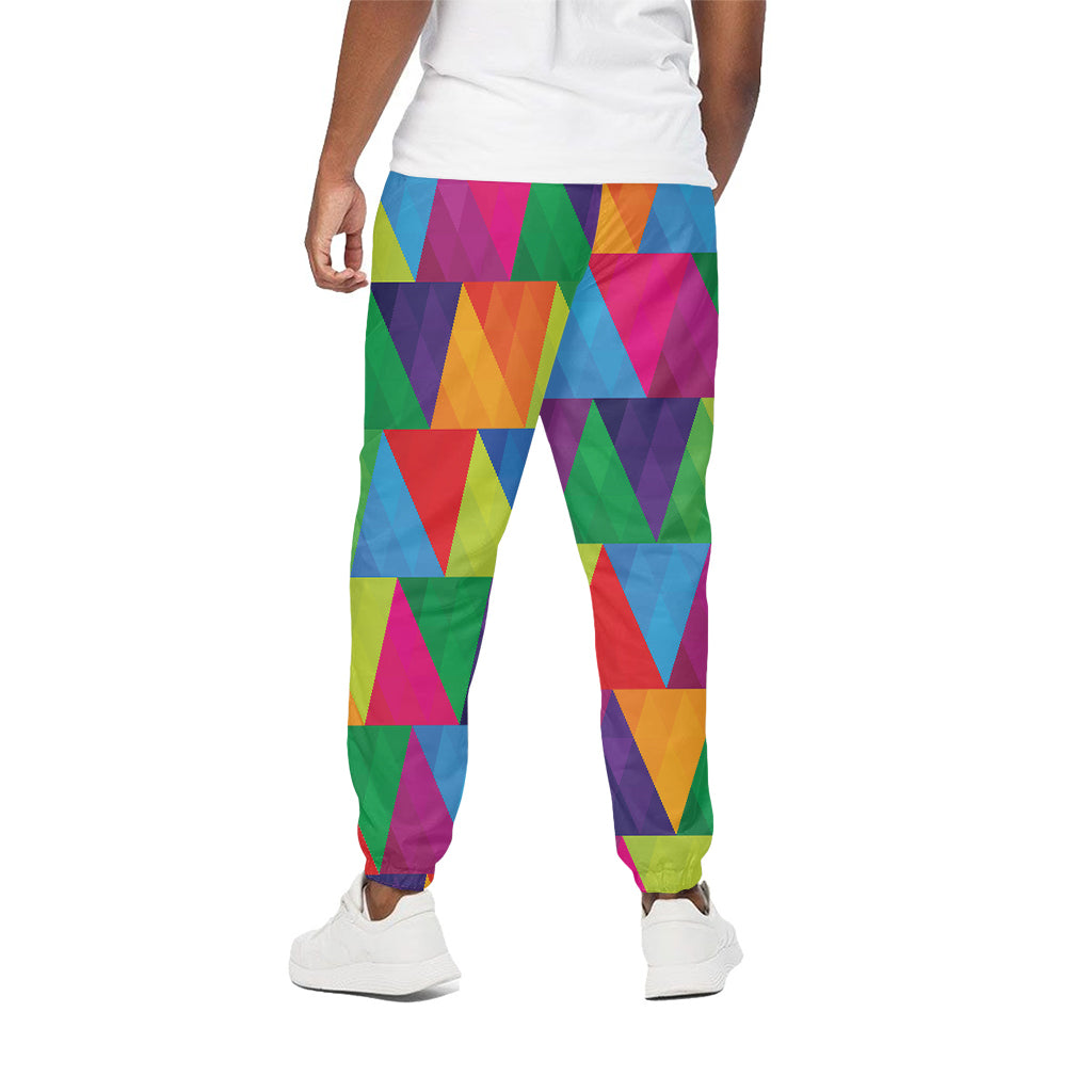 Rainbow Triangles Pattern Print Cotton Pants