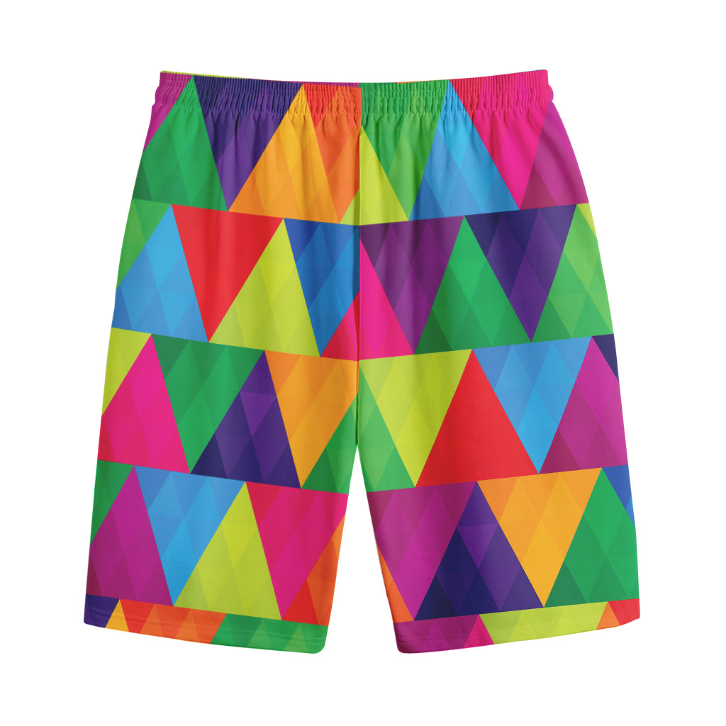 Rainbow Triangles Pattern Print Cotton Shorts
