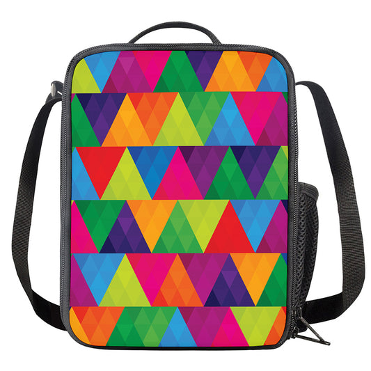 Rainbow Triangles Pattern Print Crossbody Lunch Bag
