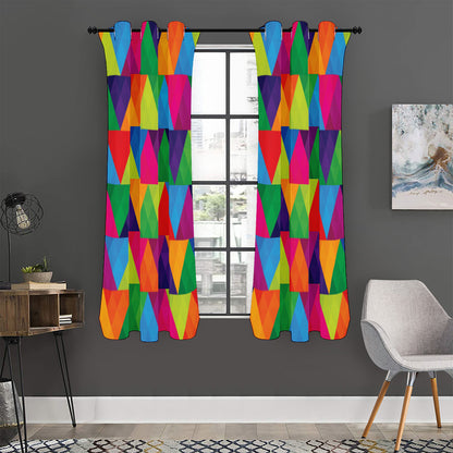 Rainbow Triangles Pattern Print Curtain