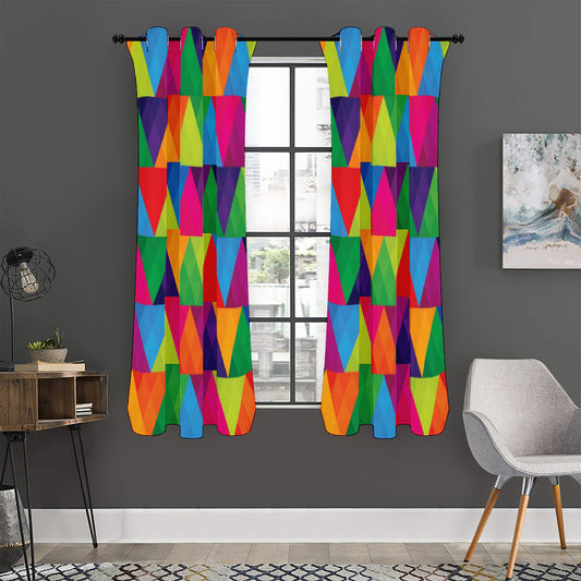 Rainbow Triangles Pattern Print Curtain