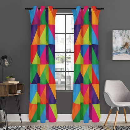 Rainbow Triangles Pattern Print Curtain