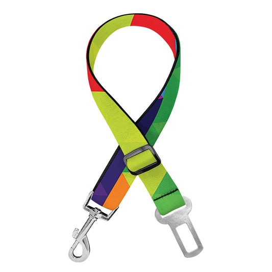 Rainbow Triangles Pattern Print Dog Seat Belt