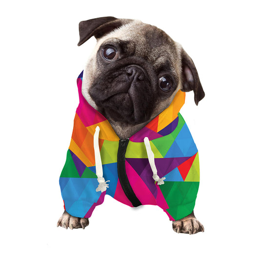 Rainbow Triangles Pattern Print Dog Zip Up Hoodie