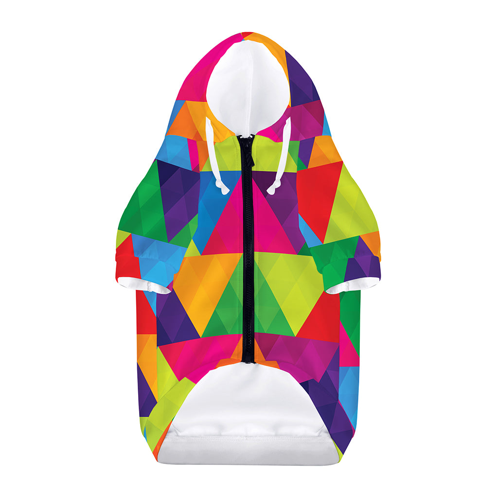 Rainbow Triangles Pattern Print Dog Zip Up Hoodie