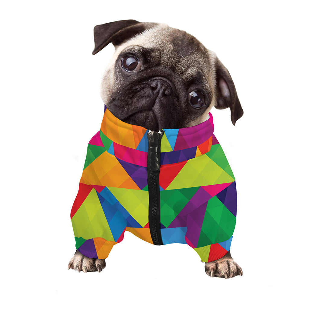 Rainbow Triangles Pattern Print Dog Zip Up Jacket