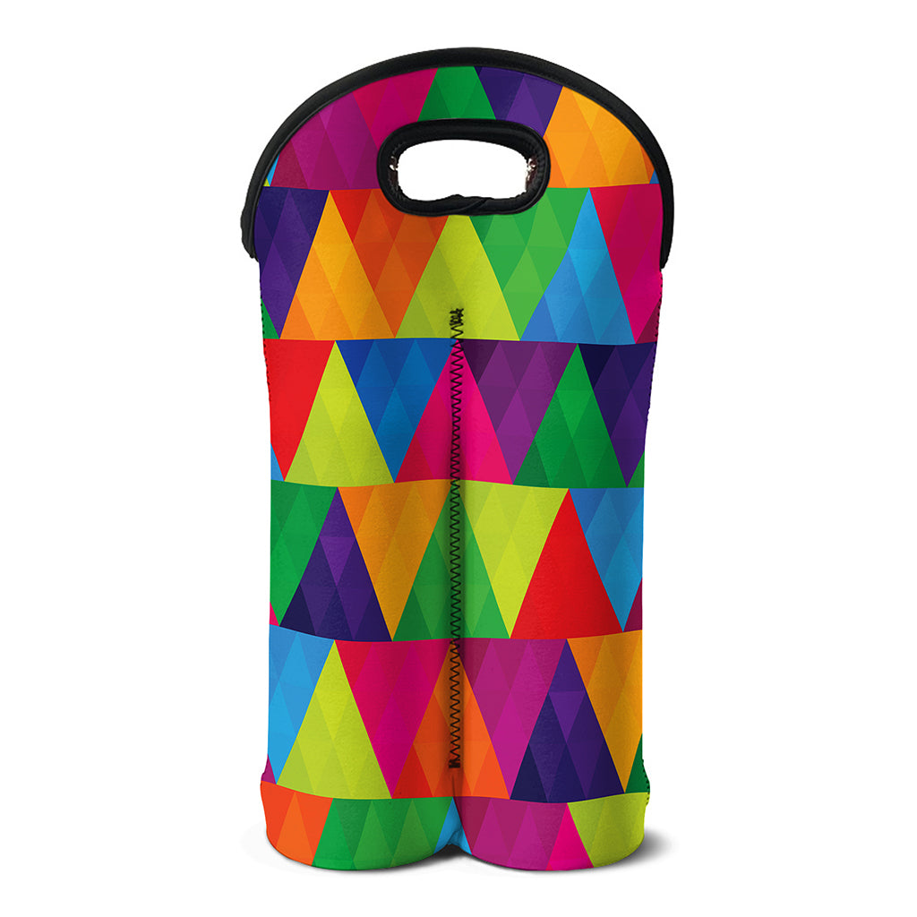 Rainbow Triangles Pattern Print Double Neoprene Wine Tote