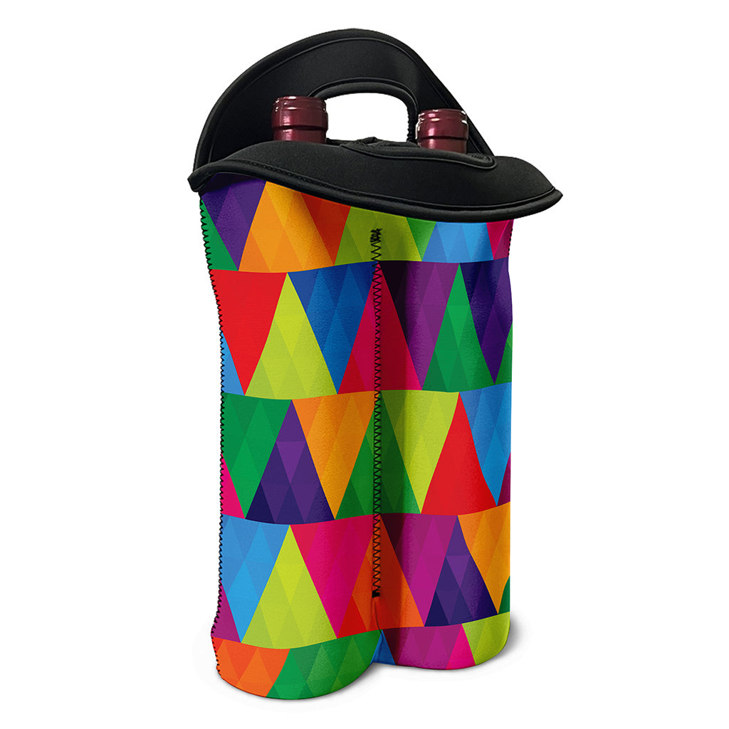Rainbow Triangles Pattern Print Double Neoprene Wine Tote