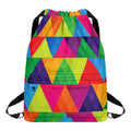 Rainbow Triangles Pattern Print Drawstring Backpack