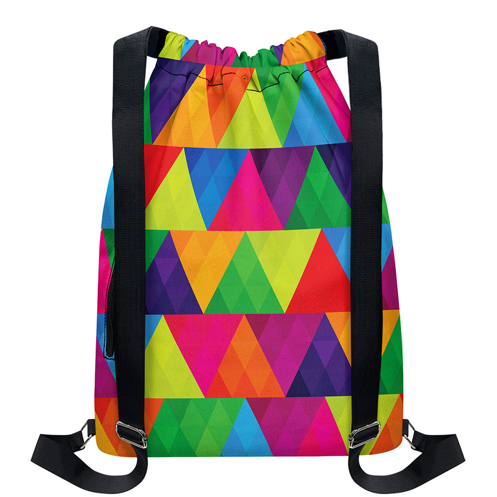 Rainbow Triangles Pattern Print Drawstring Backpack