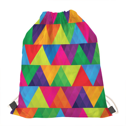 Rainbow Triangles Pattern Print Drawstring Bag