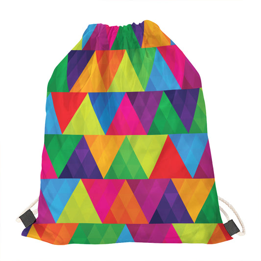 Rainbow Triangles Pattern Print Drawstring Bag
