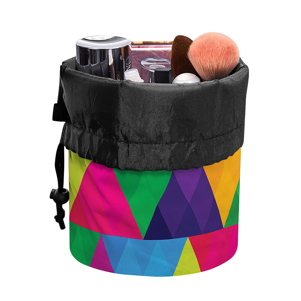 Rainbow Triangles Pattern Print Drawstring Makeup Bag