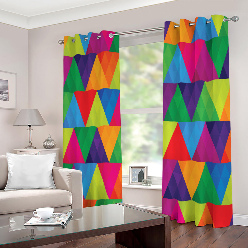 Rainbow Triangles Pattern Print Extra Wide Grommet Curtains