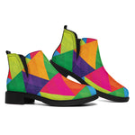 Rainbow Triangles Pattern Print Flat Ankle Boots