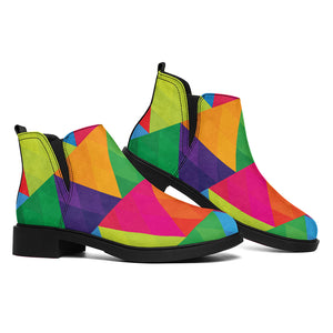 Rainbow Triangles Pattern Print Flat Ankle Boots