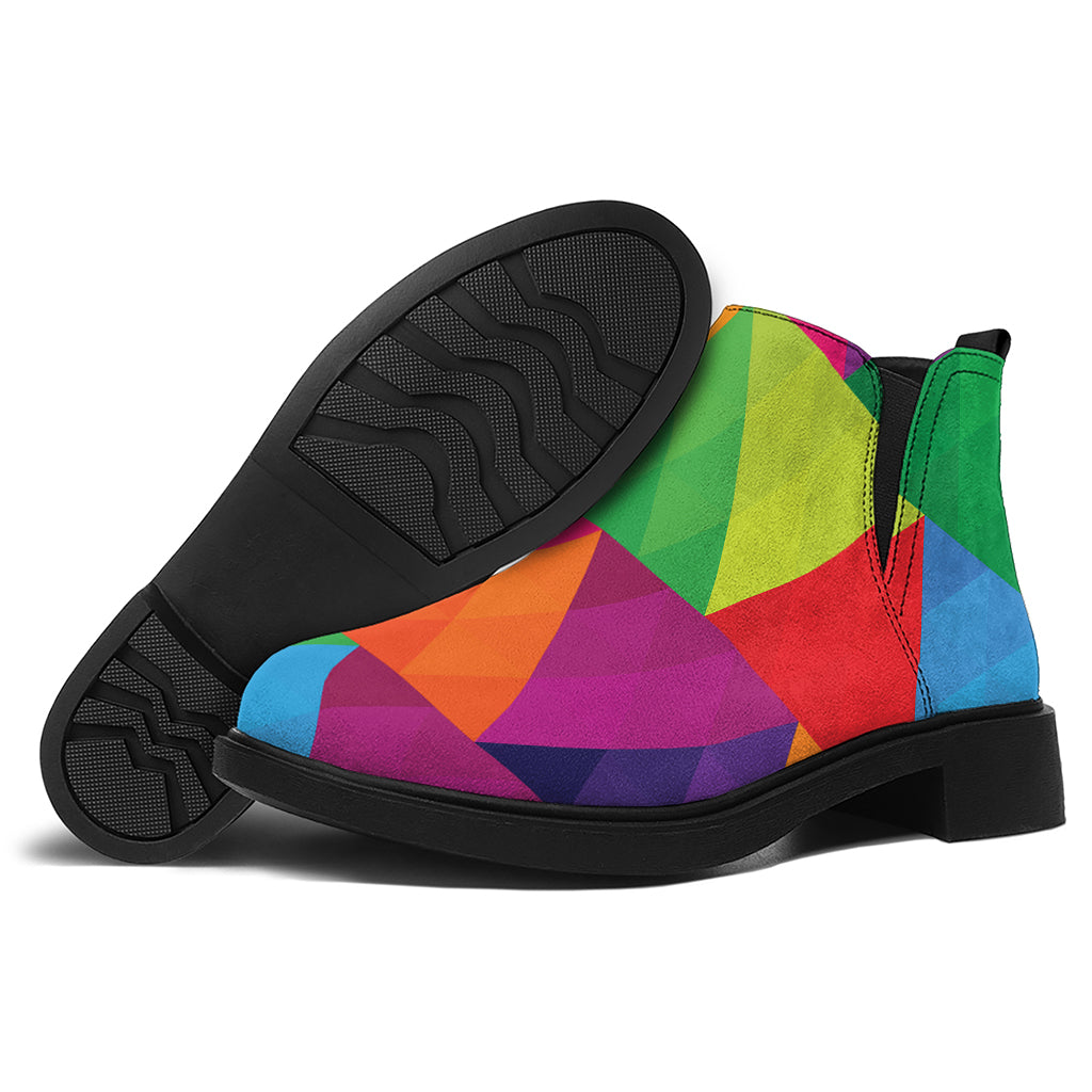 Rainbow Triangles Pattern Print Flat Ankle Boots