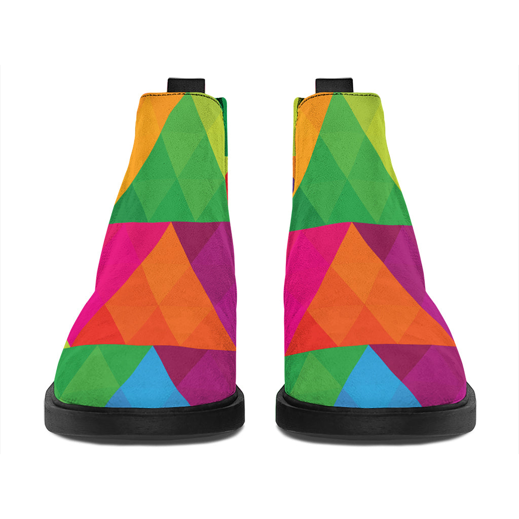 Rainbow Triangles Pattern Print Flat Ankle Boots