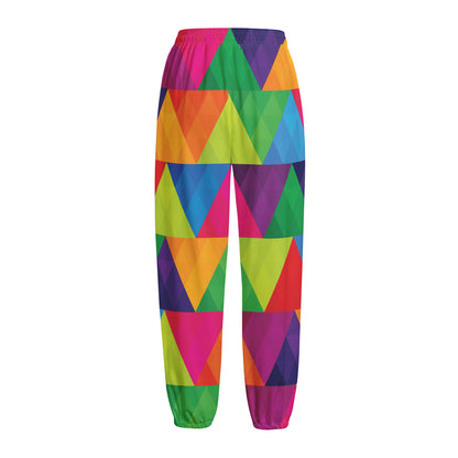 Rainbow Triangles Pattern Print Fleece Lined Knit Pants