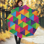 Rainbow Triangles Pattern Print Foldable Umbrella