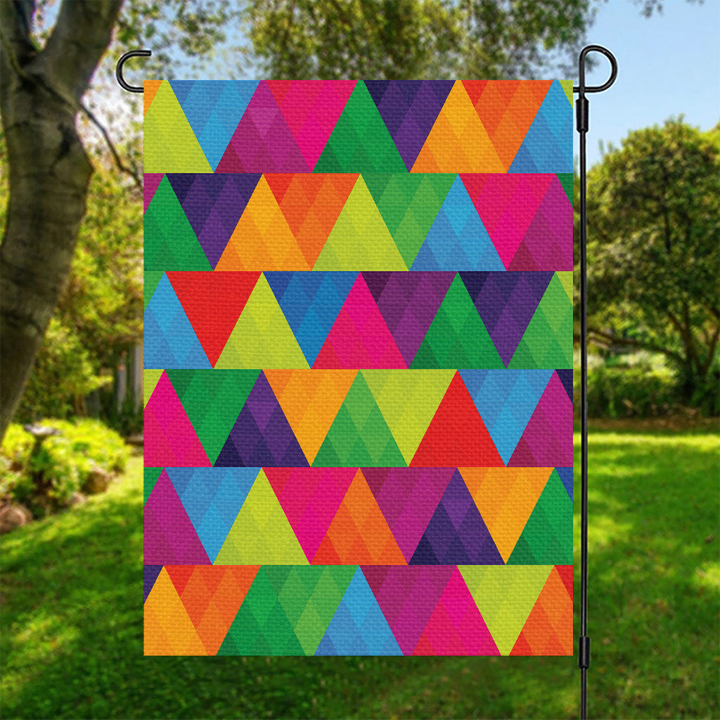 Rainbow Triangles Pattern Print Garden Flag