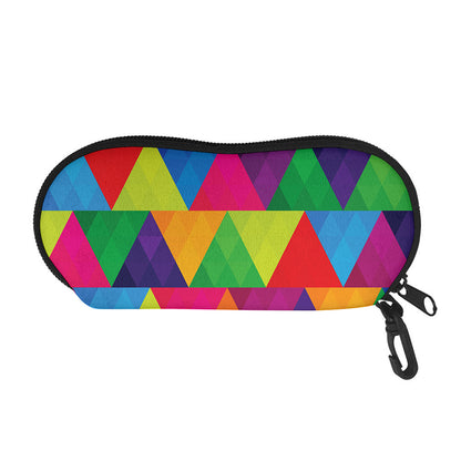 Rainbow Triangles Pattern Print Glasses Case