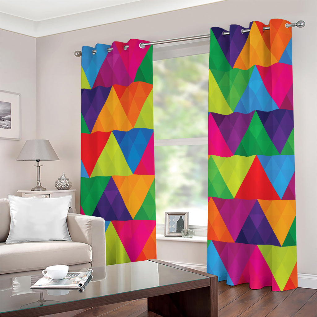 Rainbow Triangles Pattern Print Grommet Curtains