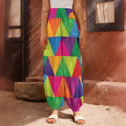 Rainbow Triangles Pattern Print Harem Pants