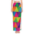 Rainbow Triangles Pattern Print High Slit Maxi Skirt