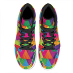 Rainbow Triangles Pattern Print High Top Leather Sneakers