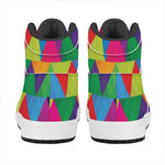 Rainbow Triangles Pattern Print High Top Leather Sneakers