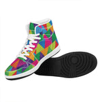 Rainbow Triangles Pattern Print High Top Leather Sneakers