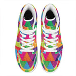 Rainbow Triangles Pattern Print High Top Leather Sneakers