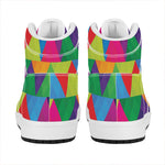 Rainbow Triangles Pattern Print High Top Leather Sneakers
