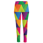 Rainbow Triangles Pattern Print High-Waisted Pocket Leggings