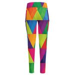 Rainbow Triangles Pattern Print High-Waisted Pocket Leggings