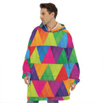Rainbow Triangles Pattern Print Hoodie Blanket