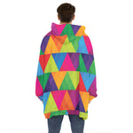 Rainbow Triangles Pattern Print Hoodie Blanket