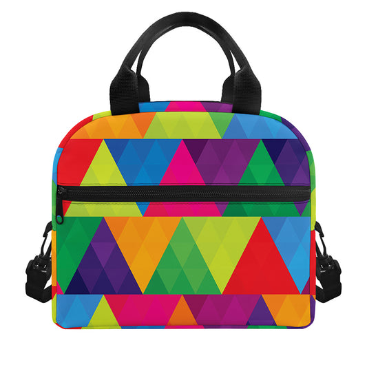 Rainbow Triangles Pattern Print Insulated Lunch Bag