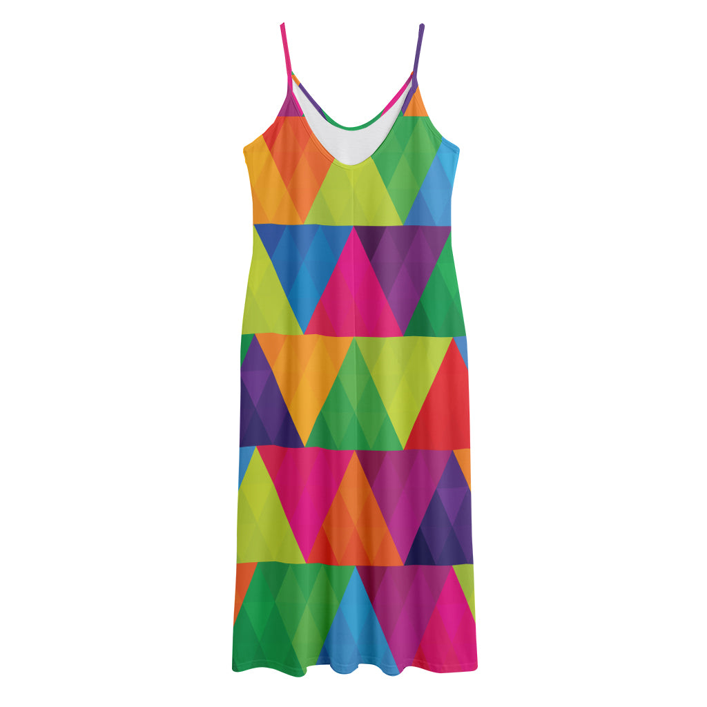 Rainbow Triangles Pattern Print Jersey Midi Cami Dress