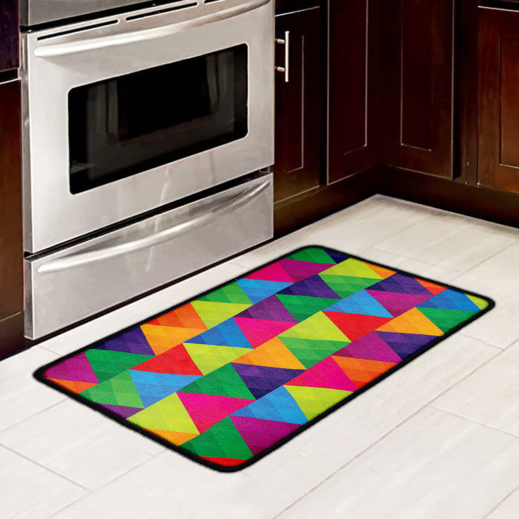 Rainbow Triangles Pattern Print Kitchen Mat